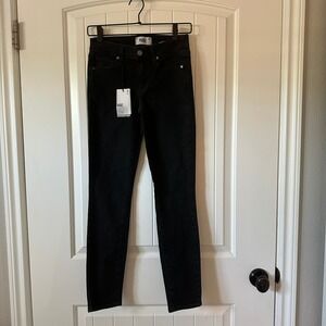 NWT Paige Verdugo Ankle Skinny Jeans Black Wash‎ Mid Rise Denim Size 24
